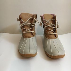 Sperry Salt Walker Duck Boots Women’s 9 Tan Cream